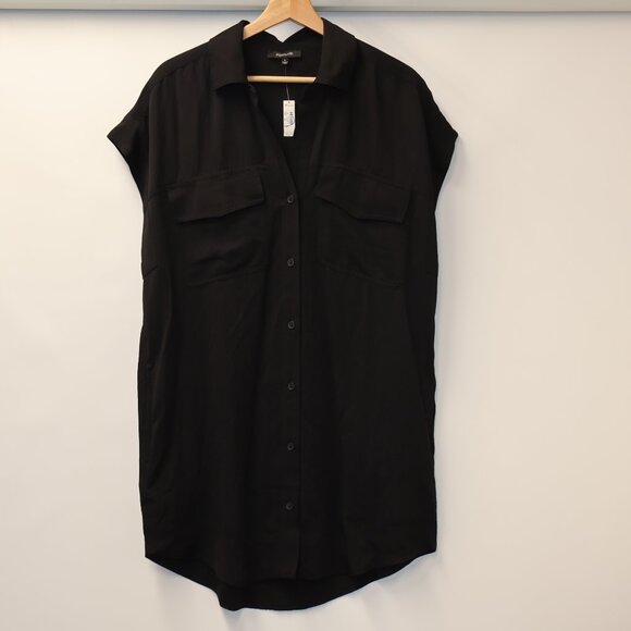Madewell Elegant Black Button-Down Mini Dress - Picture 12 of 15